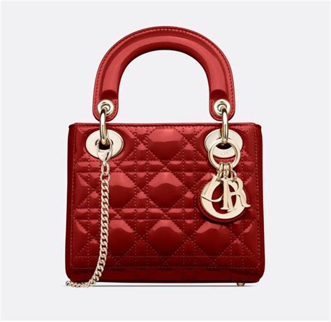 mini indian red lady dior smooth matte calfskin bag|Dior cherry red patent calfskin.